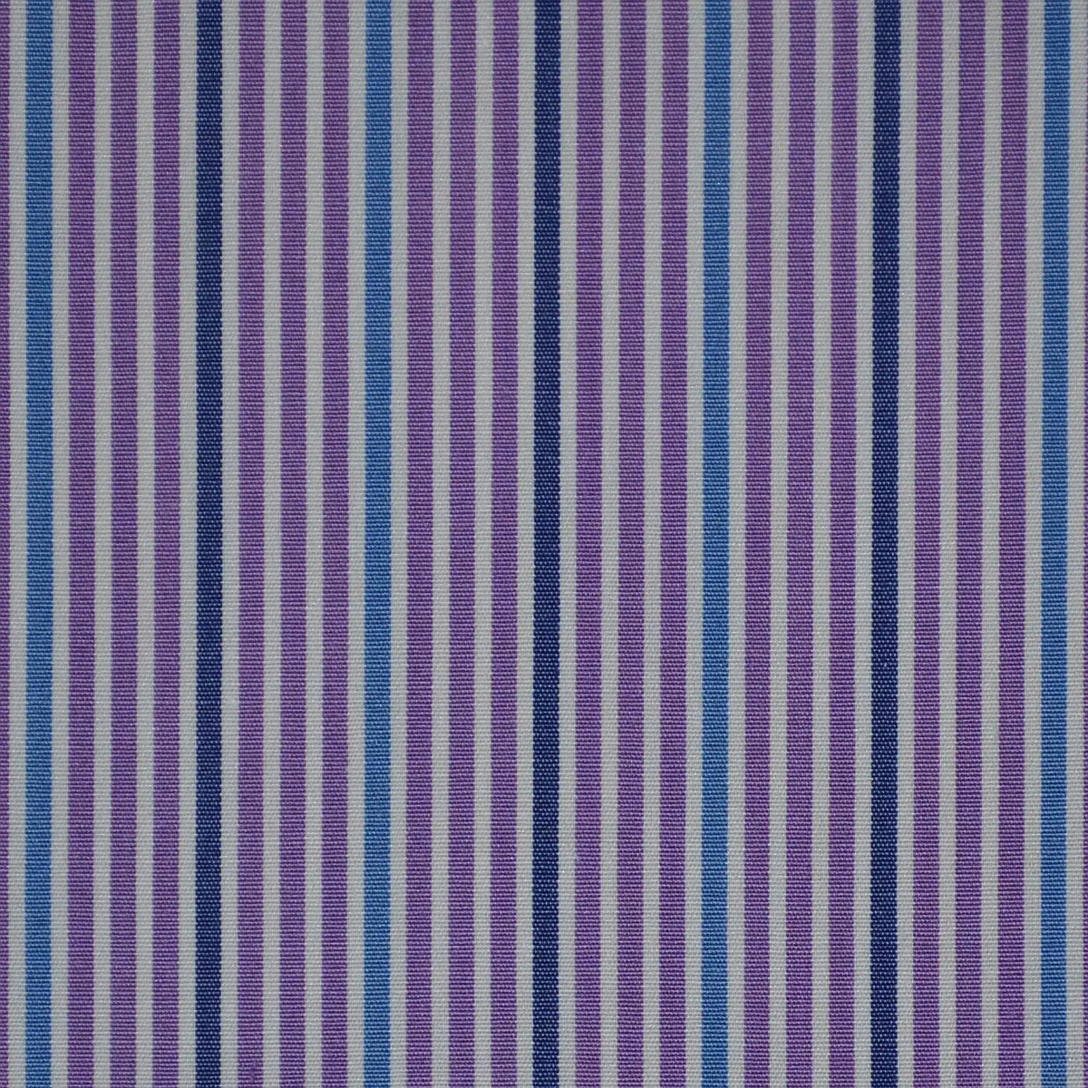 White with Purple & Blue Stripe Cotton Shirting
