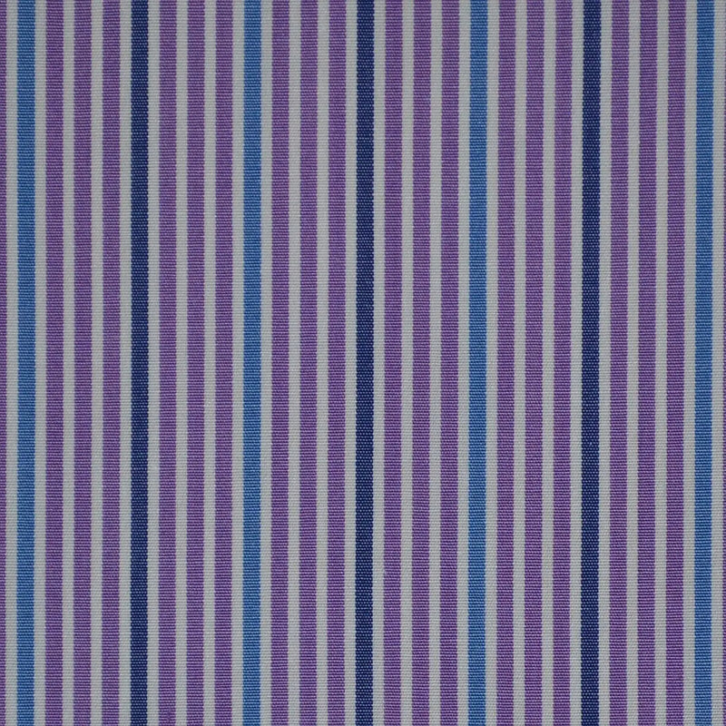 White with Purple & Blue Stripe Cotton Shirting