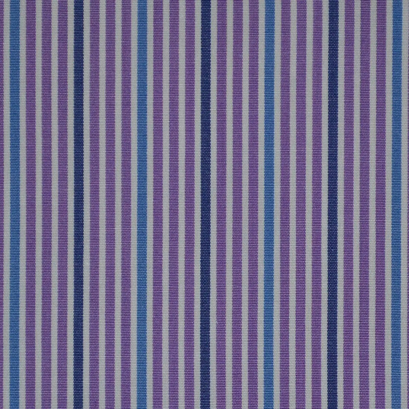 White with Purple & Blue Stripe Cotton Shirting