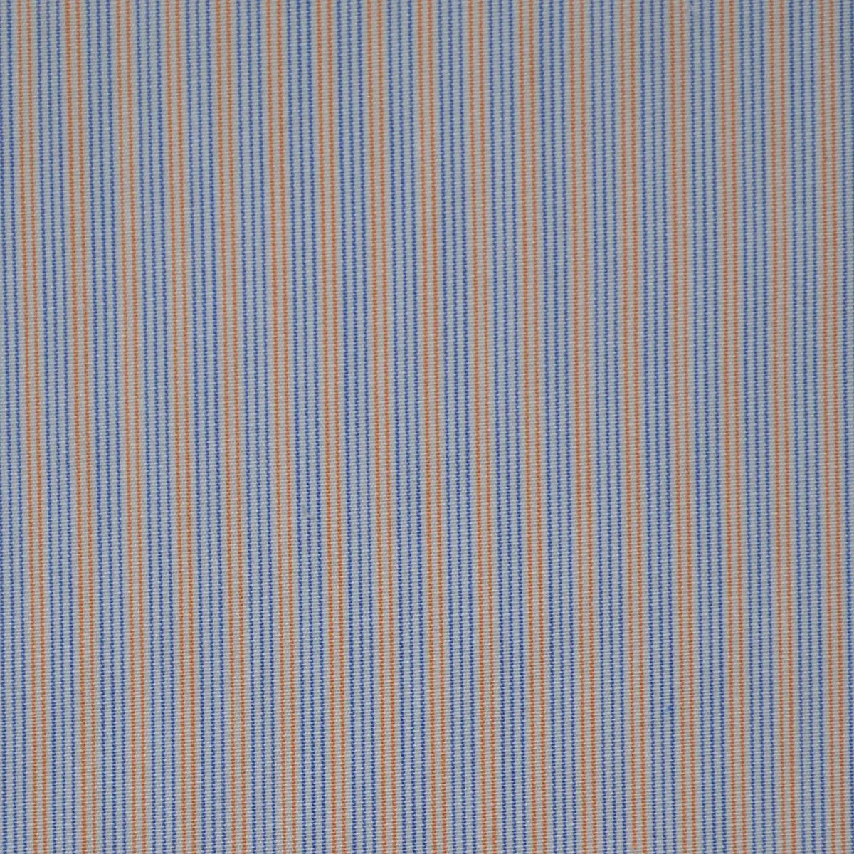White with Orange & Blue Stripe Cotton Shirting