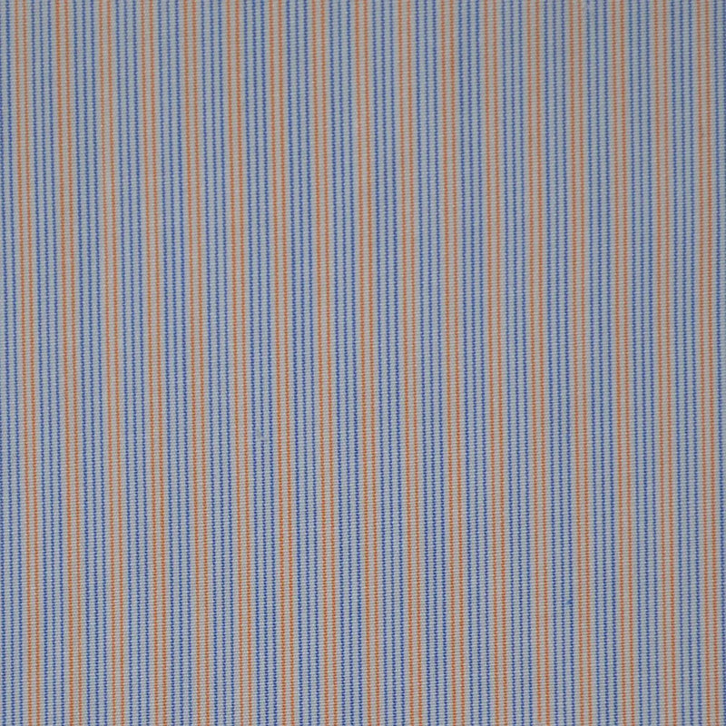 White with Orange & Blue Stripe Cotton Shirting