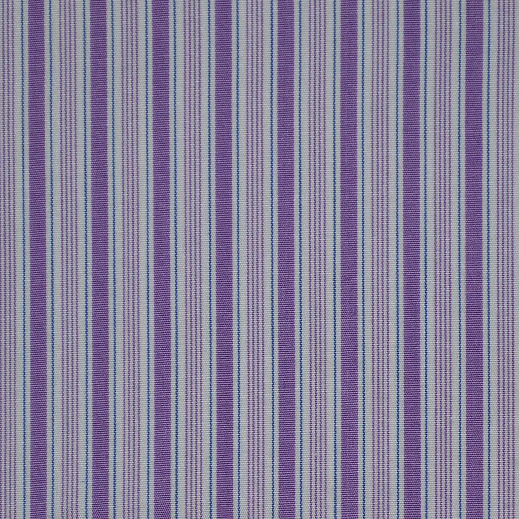 White with Purple & Blue Stripe Cotton Shirting