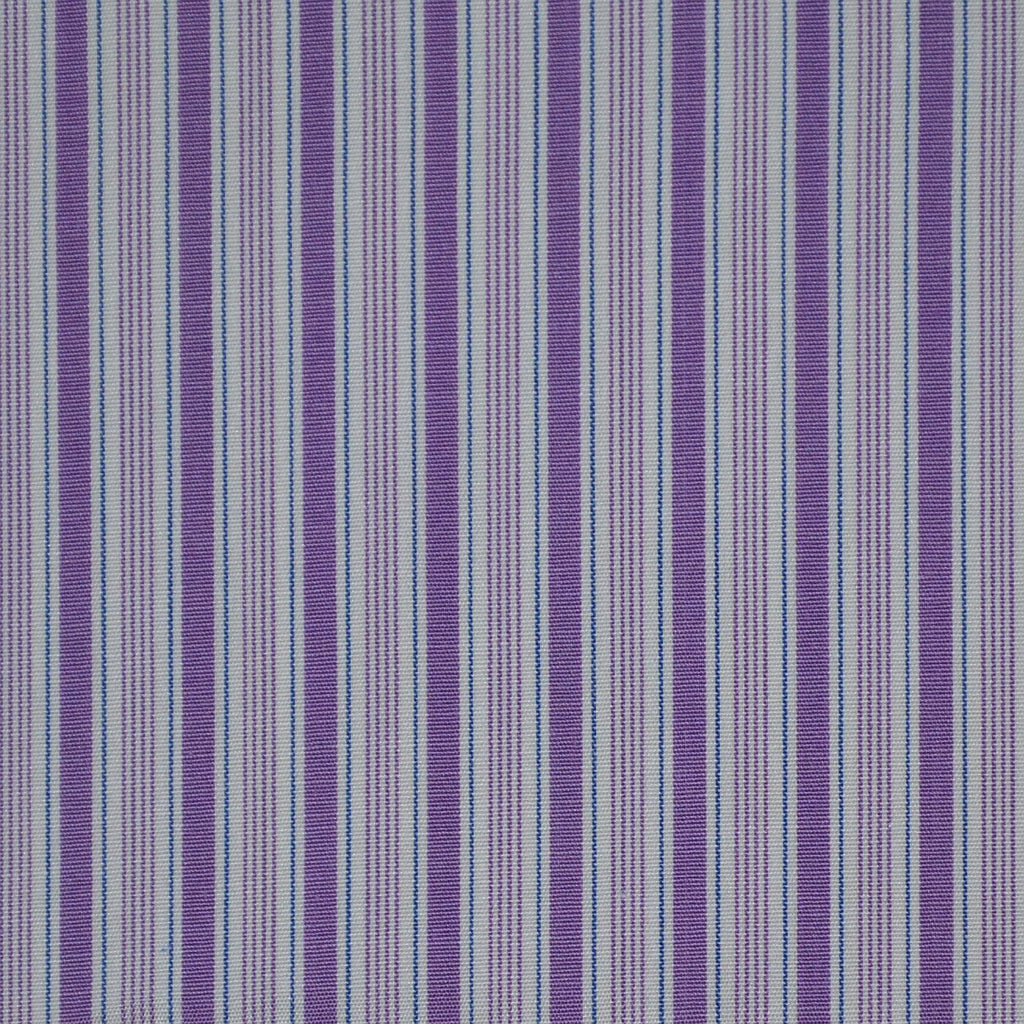 White with Purple & Blue Stripe Cotton Shirting