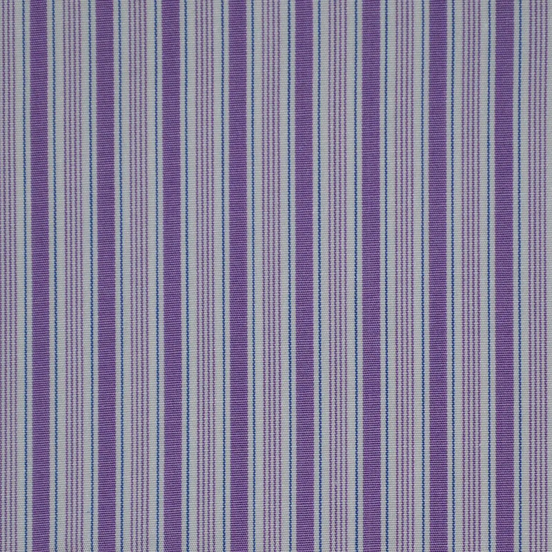 White with Purple & Blue Stripe Cotton Shirting