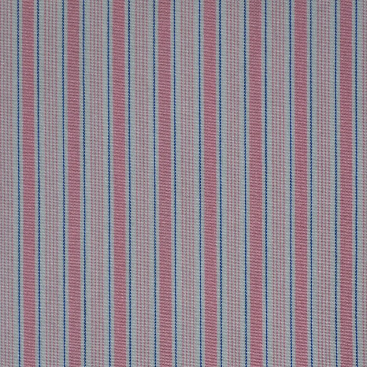 White with Pink & Blue Stripe Cotton Shirting