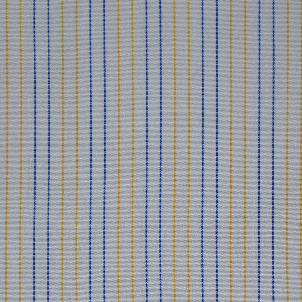 White with Blue & Yellow Stripe Cotton Shirting