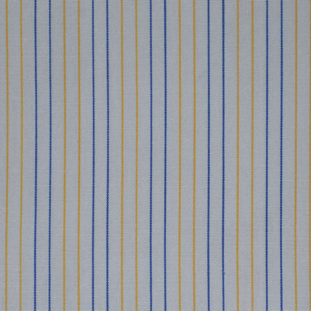 White with Blue & Yellow Stripe Cotton Shirting