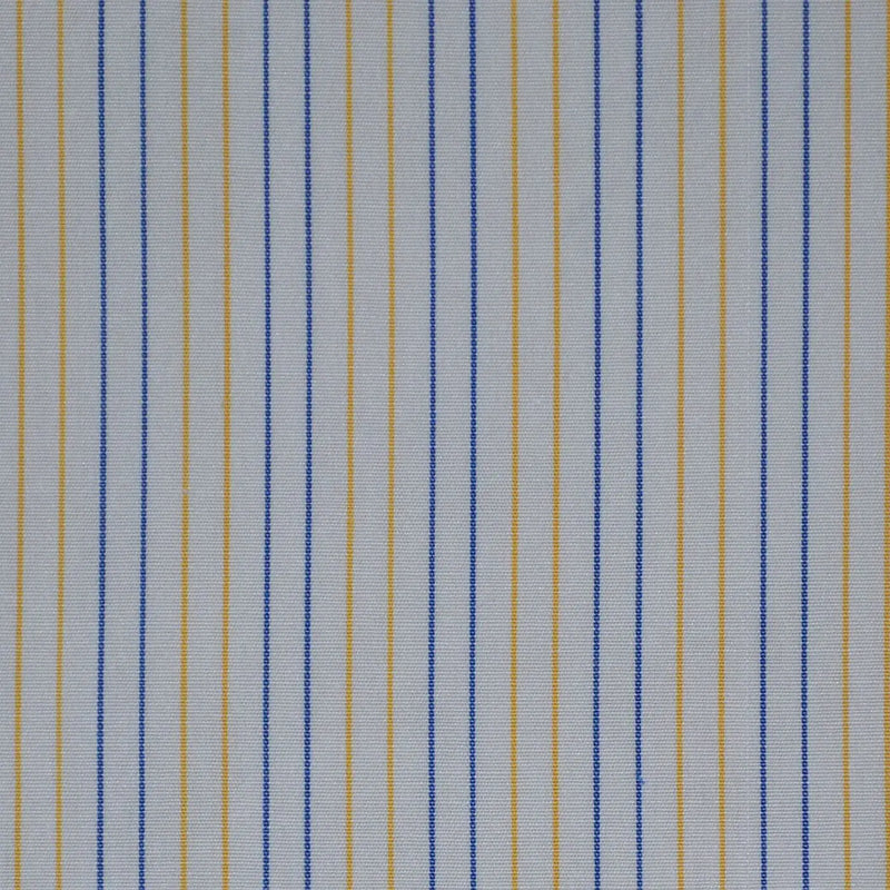 White with Blue & Yellow Stripe Cotton Shirting