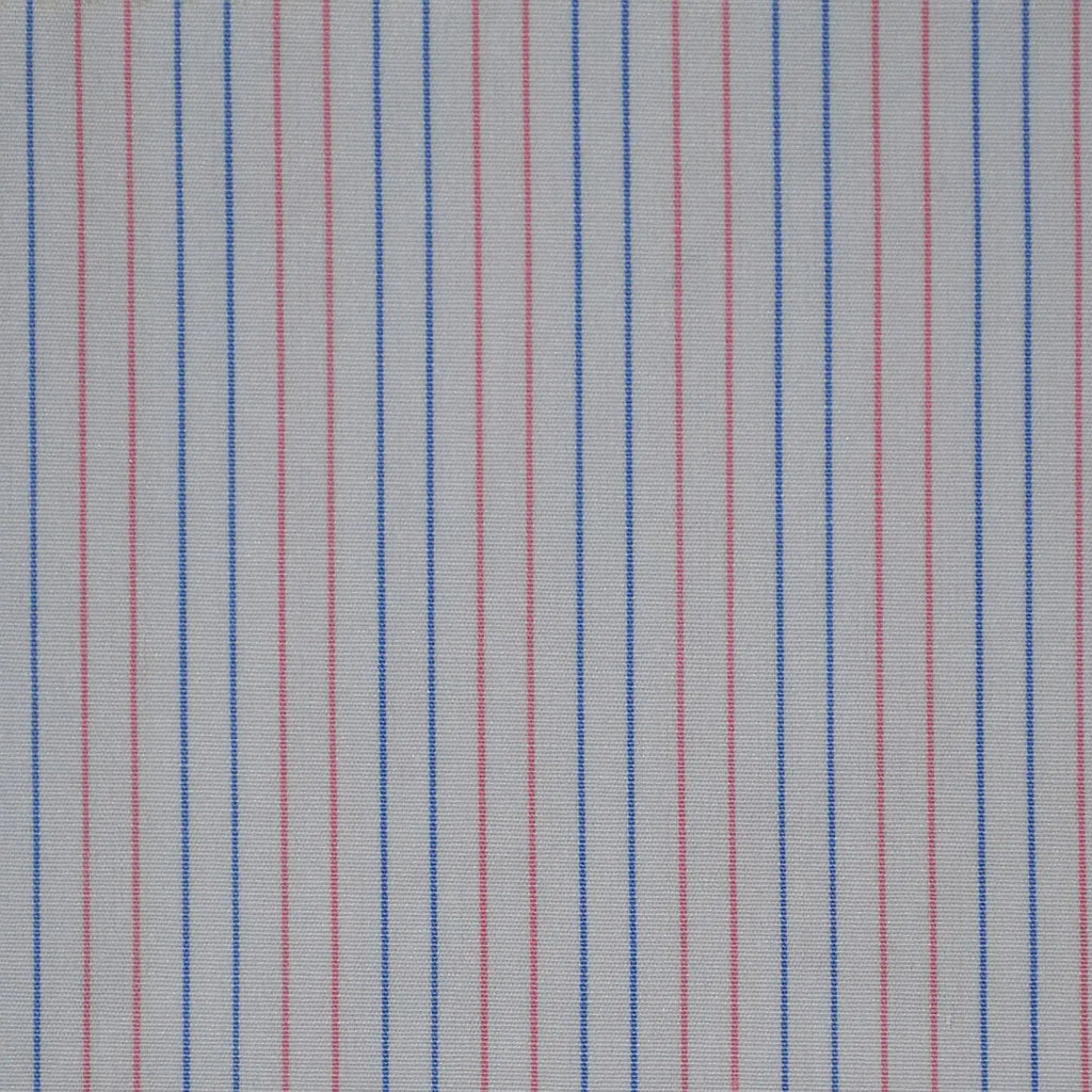 White with Pink & Blue Stripe Cotton Shirting