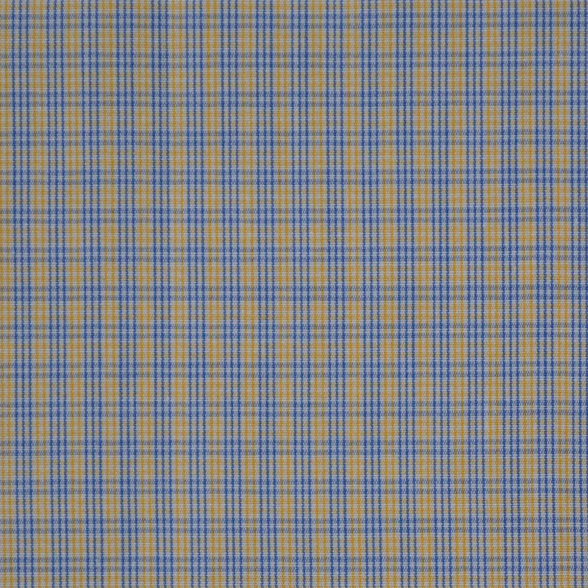 White with Blue & Yellow Check Cotton Shirting