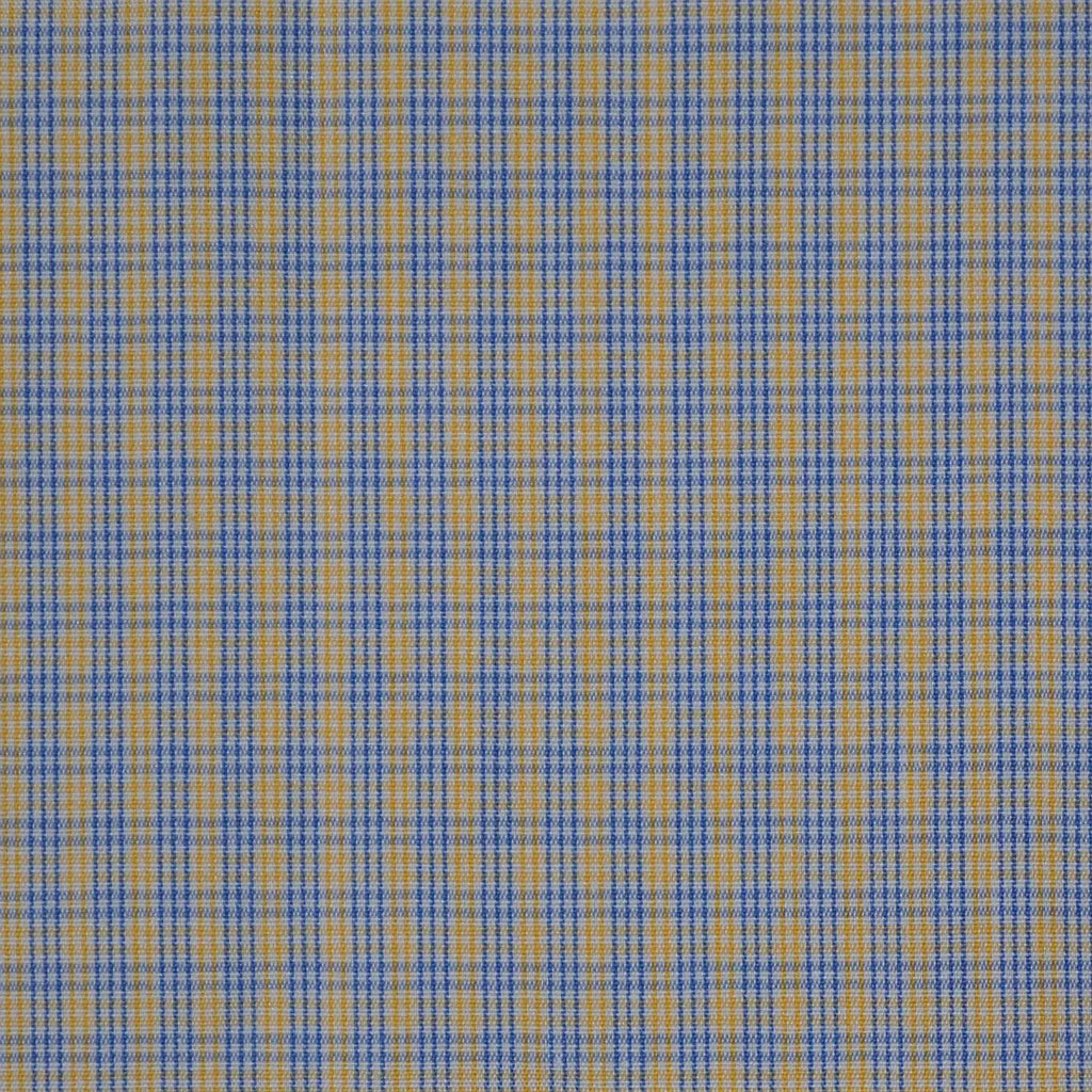 White with Blue & Yellow Check Cotton Shirting
