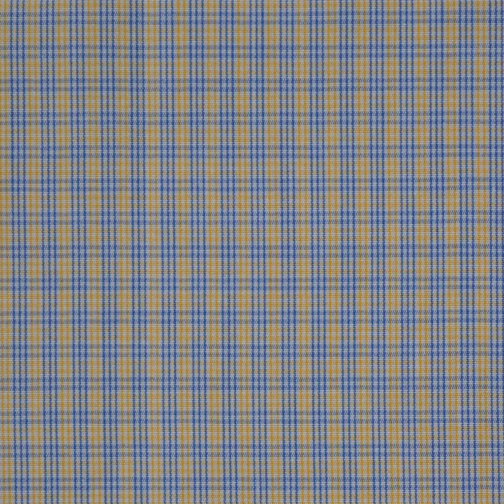 White with Blue & Yellow Check Cotton Shirting