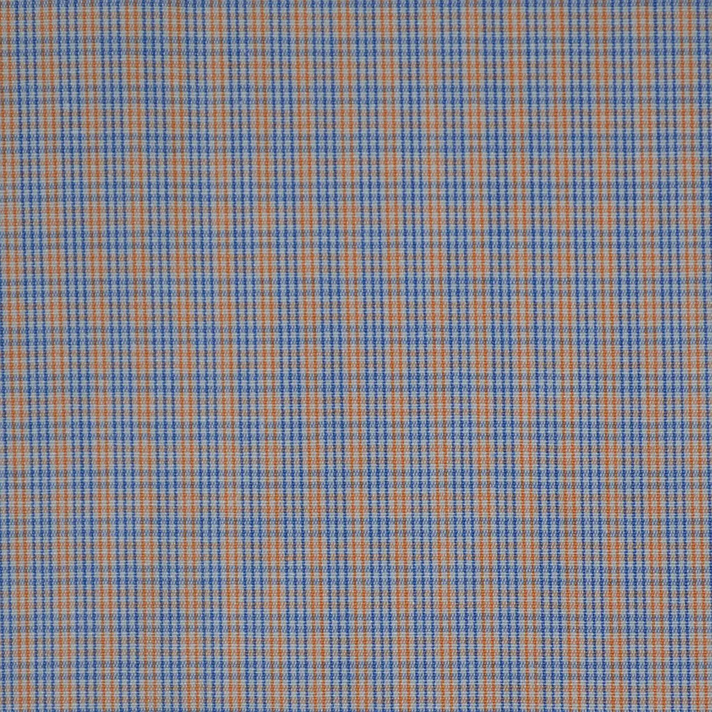 White with Blue & Orange Check Cotton Shirting