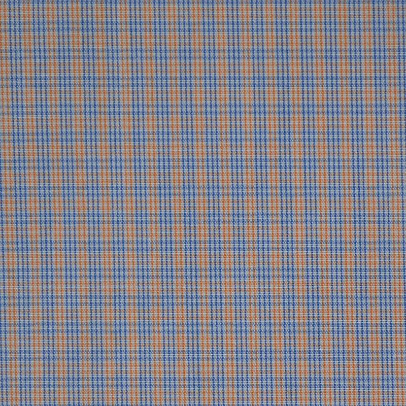 White with Blue & Orange Check Cotton Shirting