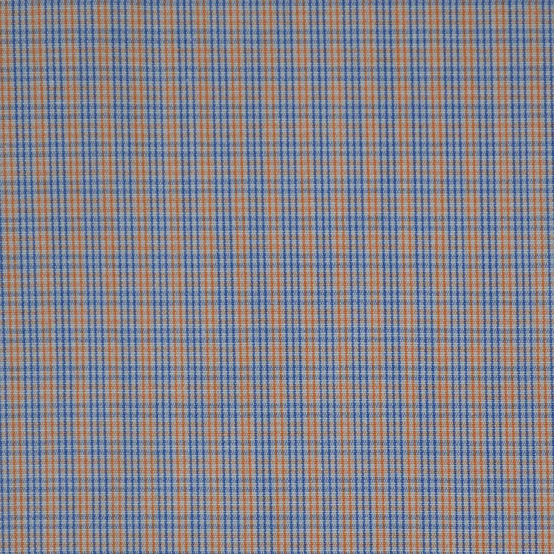 White with Blue & Orange Check Cotton Shirting