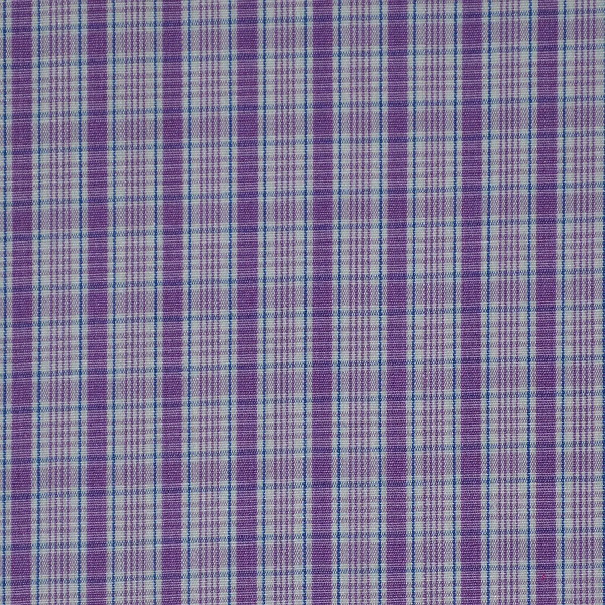 White with Blue & Purple Check Cotton Shirting