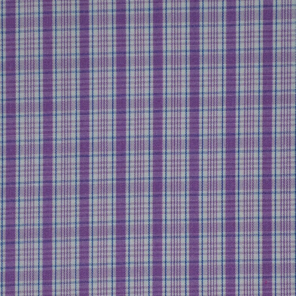 White with Blue & Purple Check Cotton Shirting
