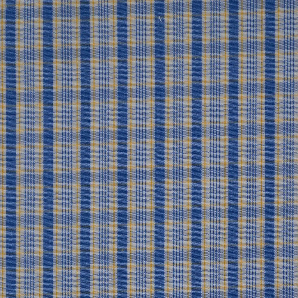 White with Blue & Yellow Check Cotton Shirting