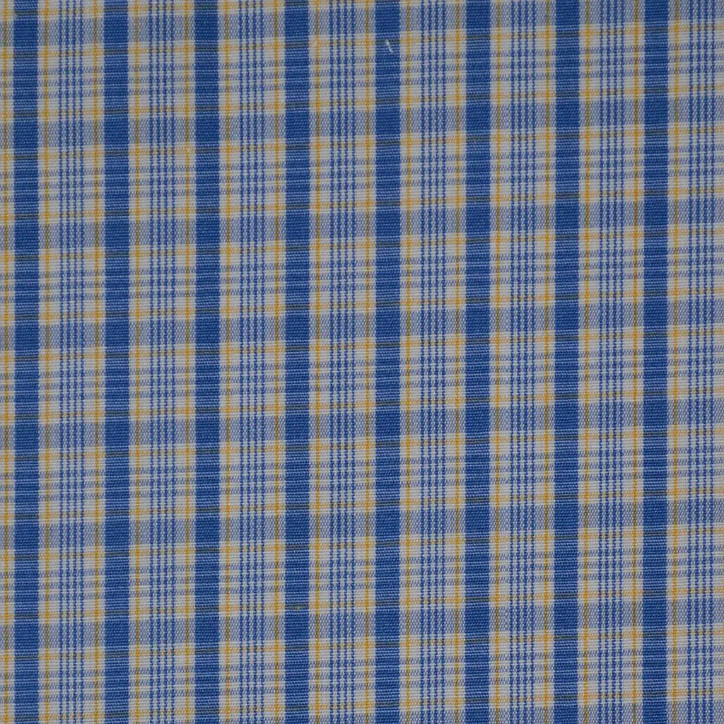 White with Blue & Yellow Check Cotton Shirting