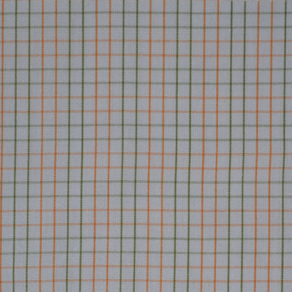 White with Orange & Green Check Cotton Shirting