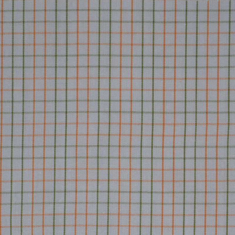 White with Orange & Green Check Cotton Shirting