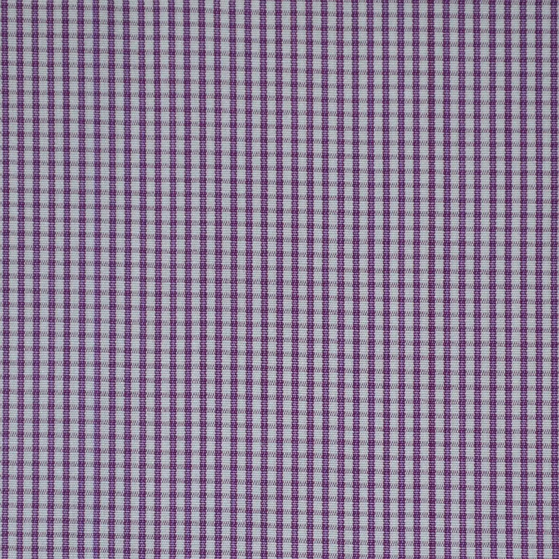 White with Purple Check Cotton Shirting