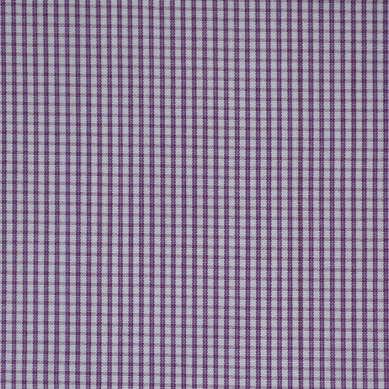 White with Purple Check Cotton Shirting