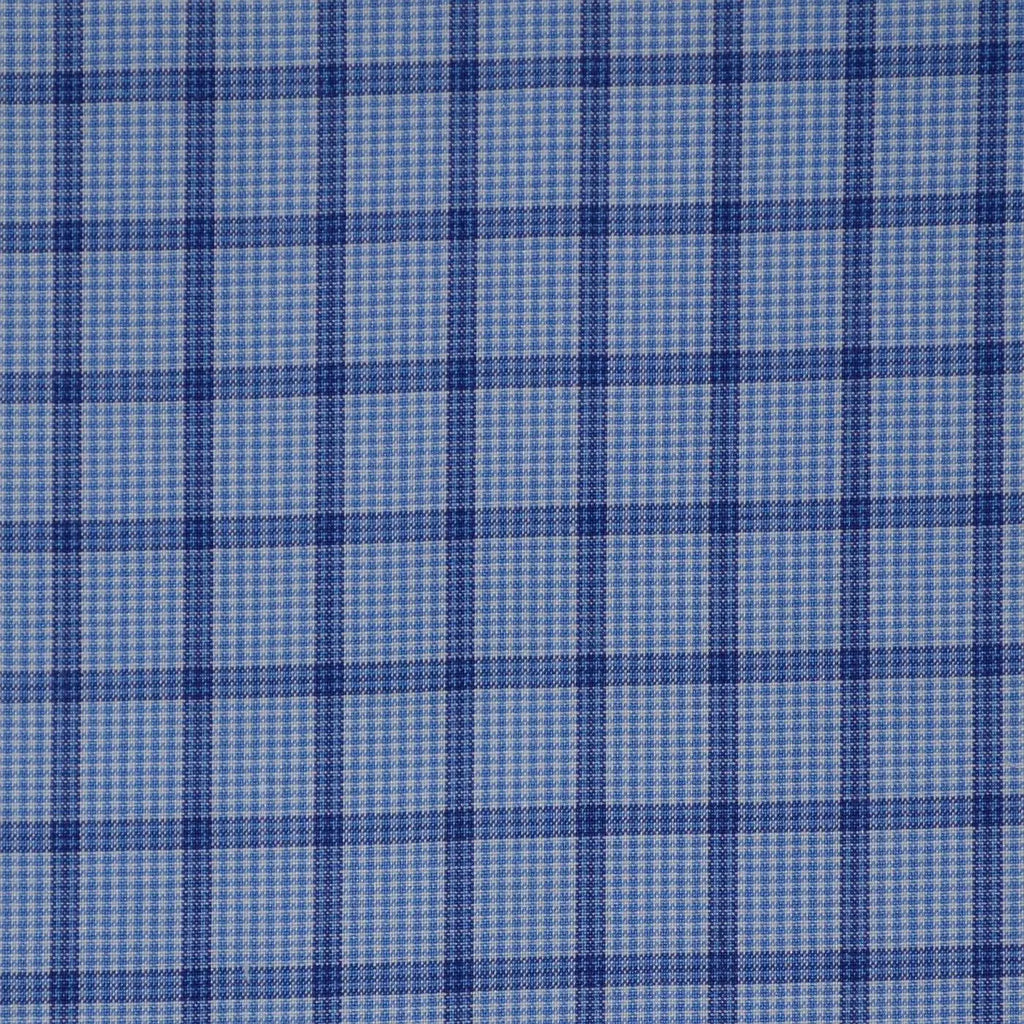 Light Blue with Dark Blue Check Cotton Shirting