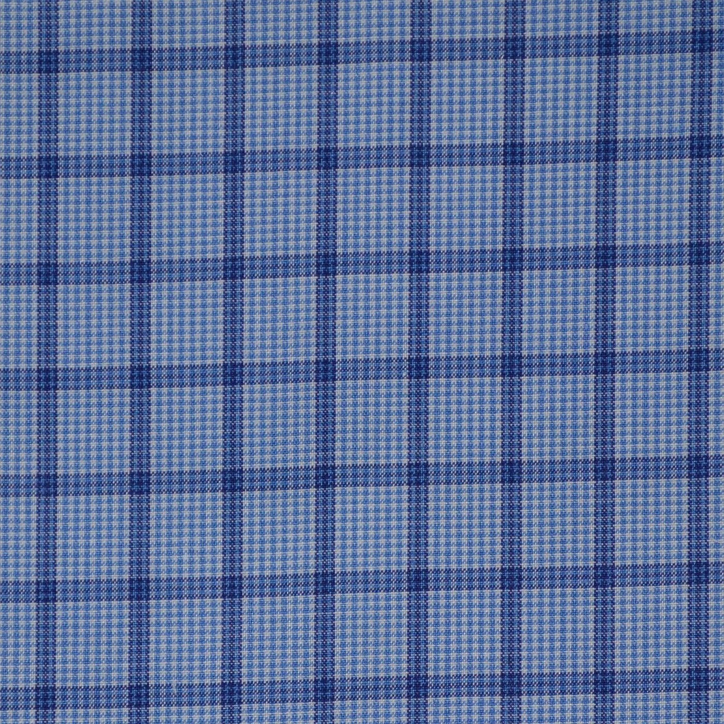 Light Blue with Dark Blue Check Cotton Shirting