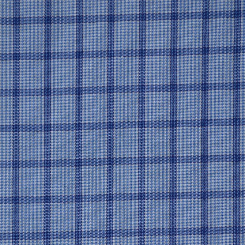 Light Blue with Dark Blue Check Cotton Shirting