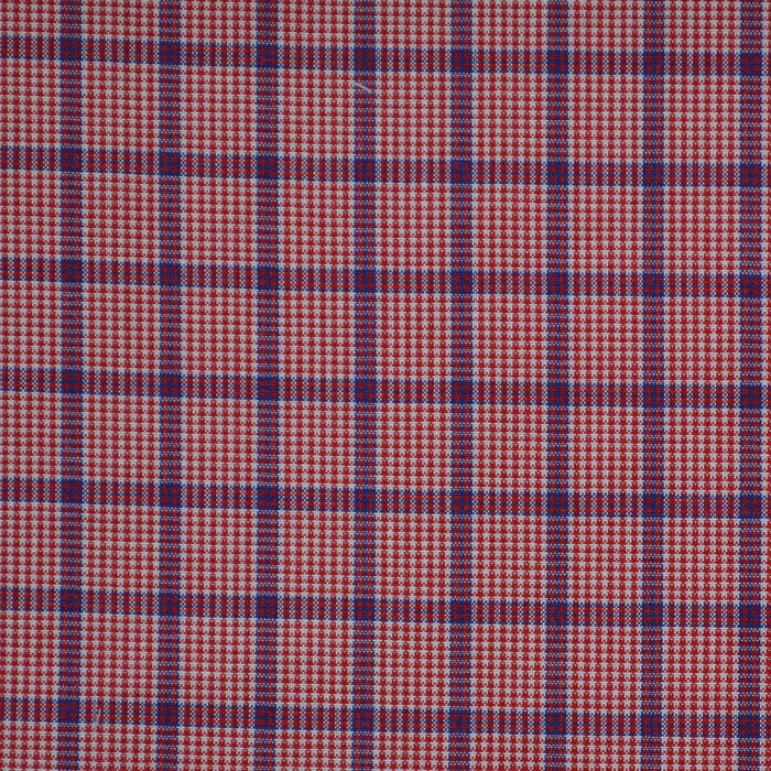 Red with Blue Check Cotton Shirting