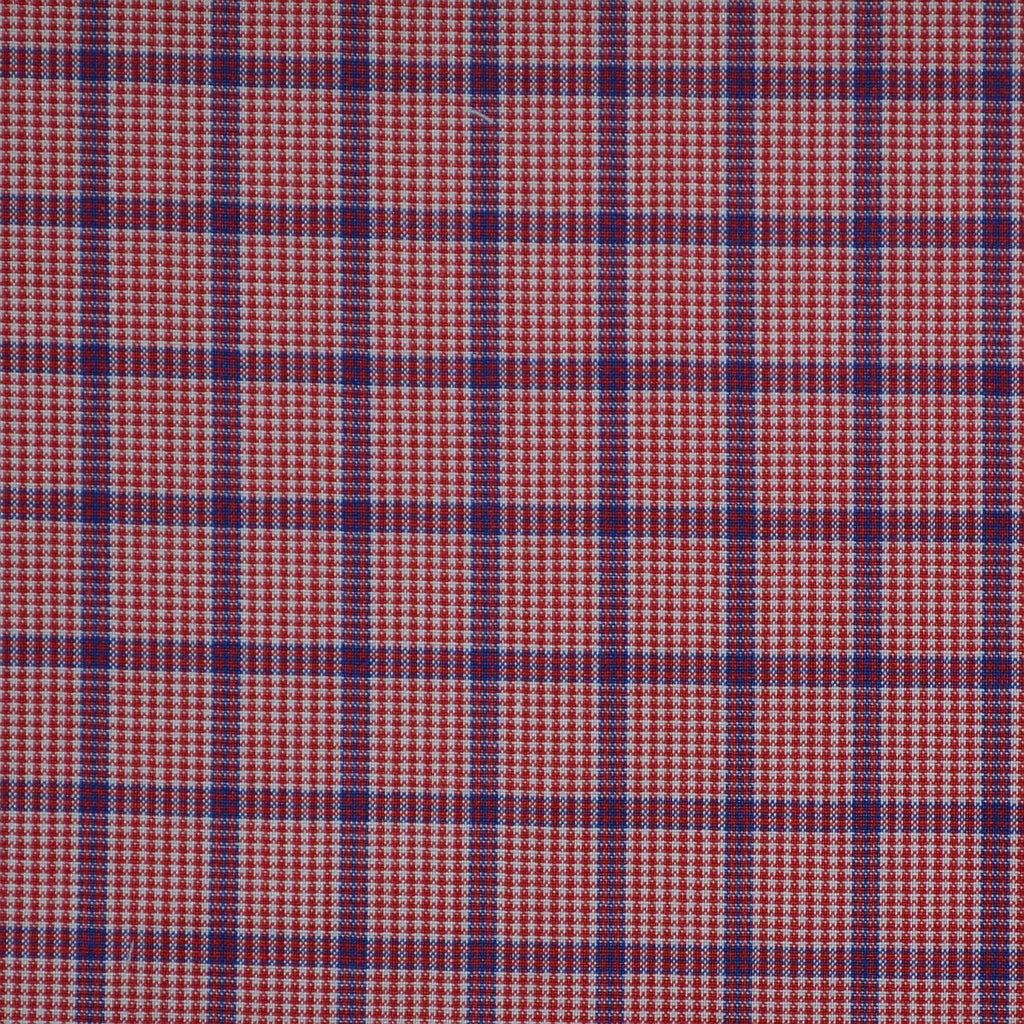 Red with Blue Check Cotton Shirting