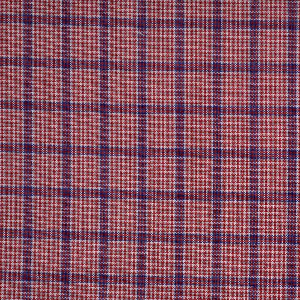 Red with Blue Check Cotton Shirting