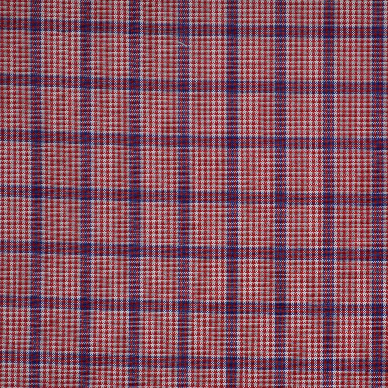 Red with Blue Check Cotton Shirting