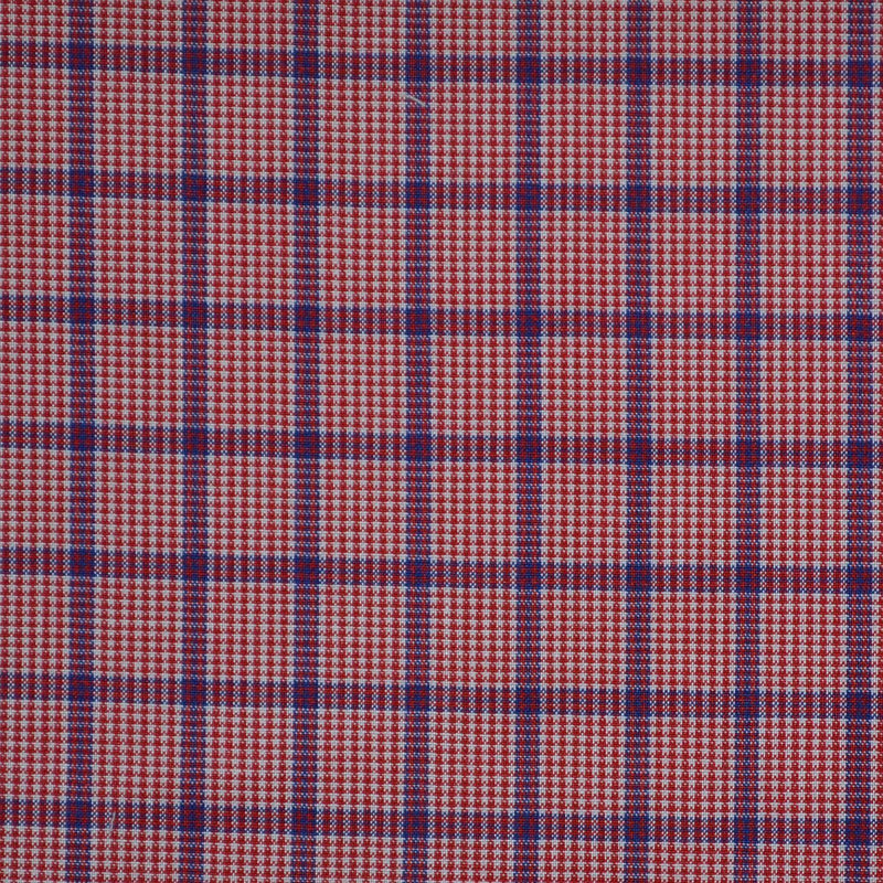 Red with Blue Check Cotton Shirting