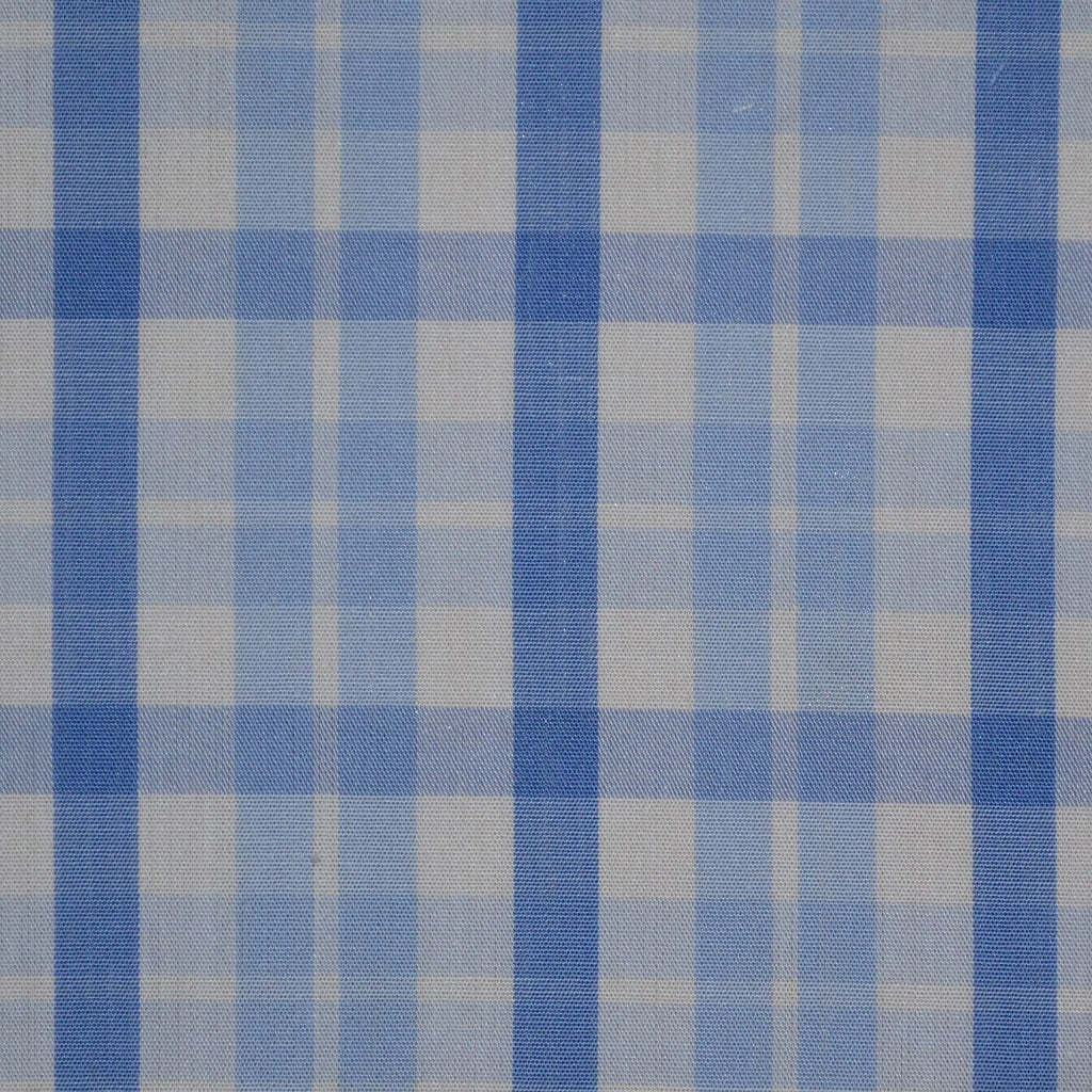 White with Blue Check Cotton Shirting