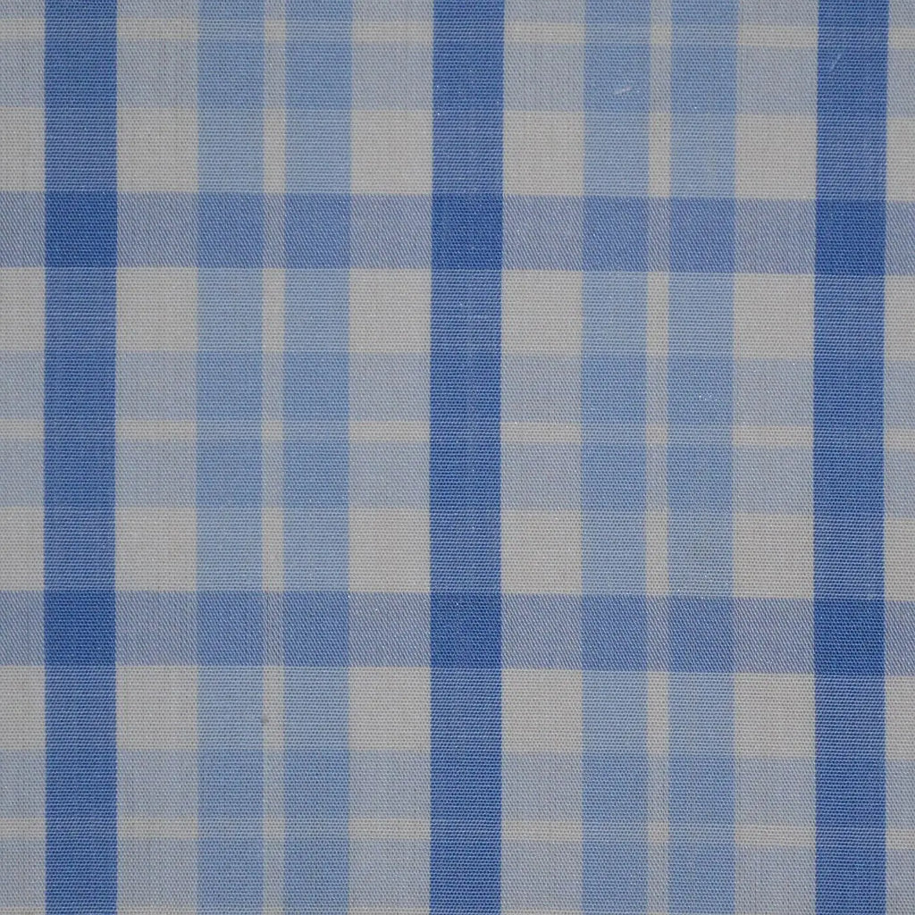 White with Blue Check Cotton Shirting