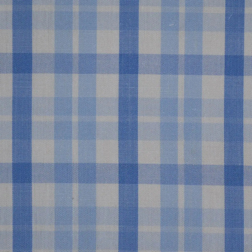 White with Blue Check Cotton Shirting