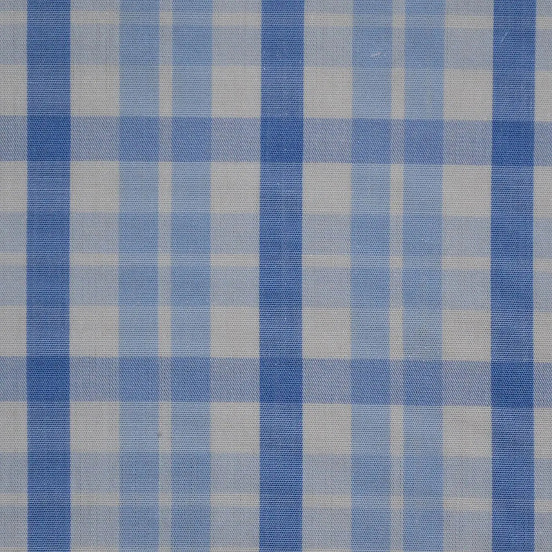 White with Blue Check Cotton Shirting