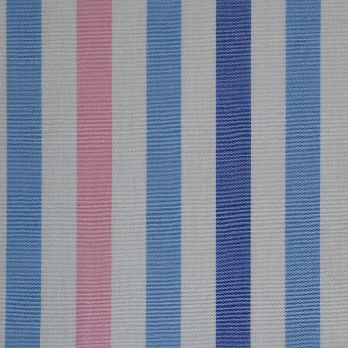 White with Blue & Pink Stripe Cotton Shirting