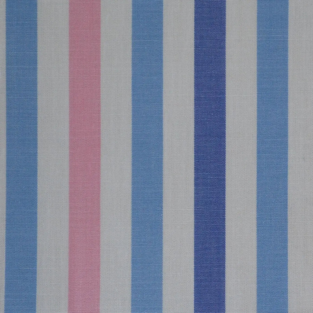 White with Blue & Pink Stripe Cotton Shirting