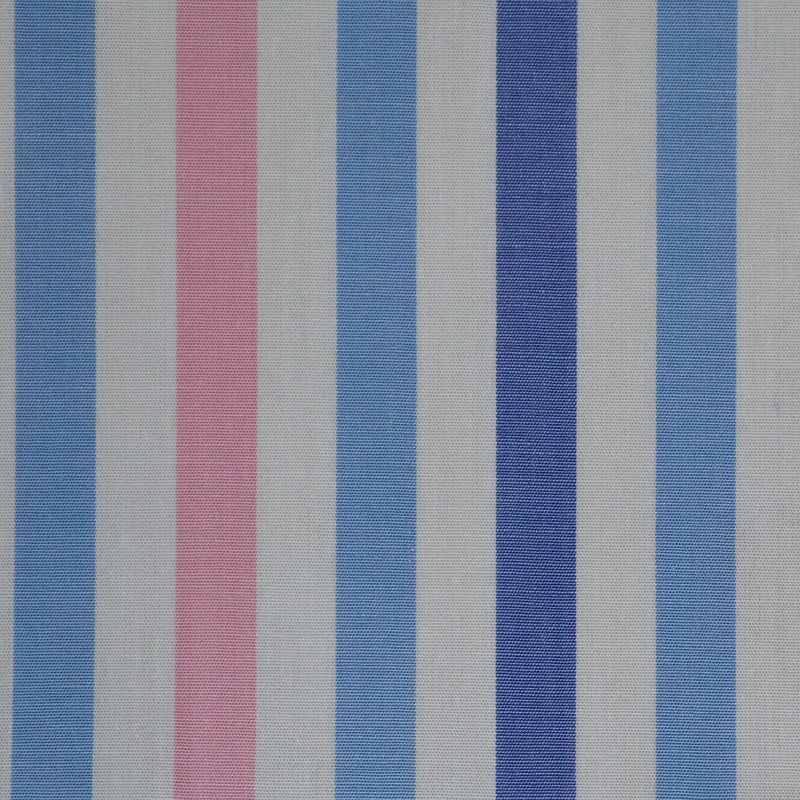 White with Blue & Pink Stripe Cotton Shirting