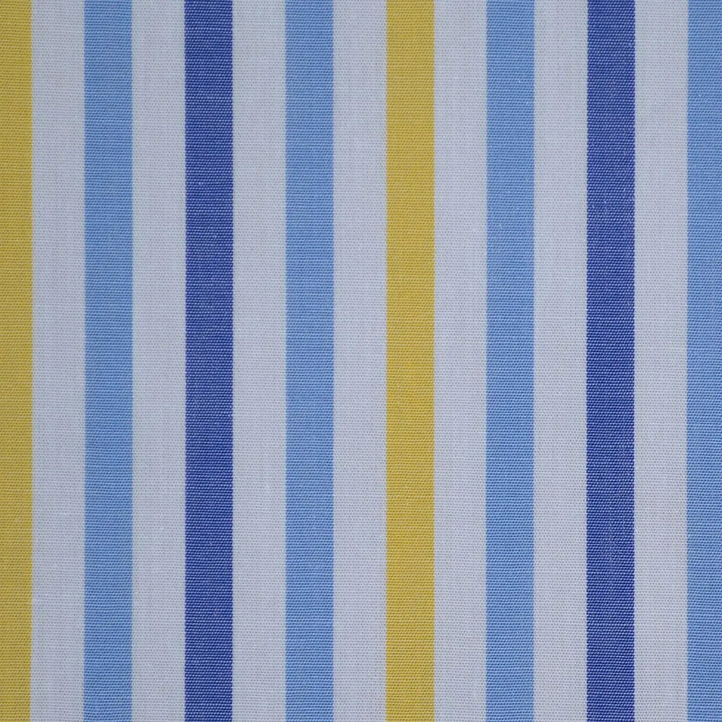 White with Blue & Yellow Stripe Cotton Shirting