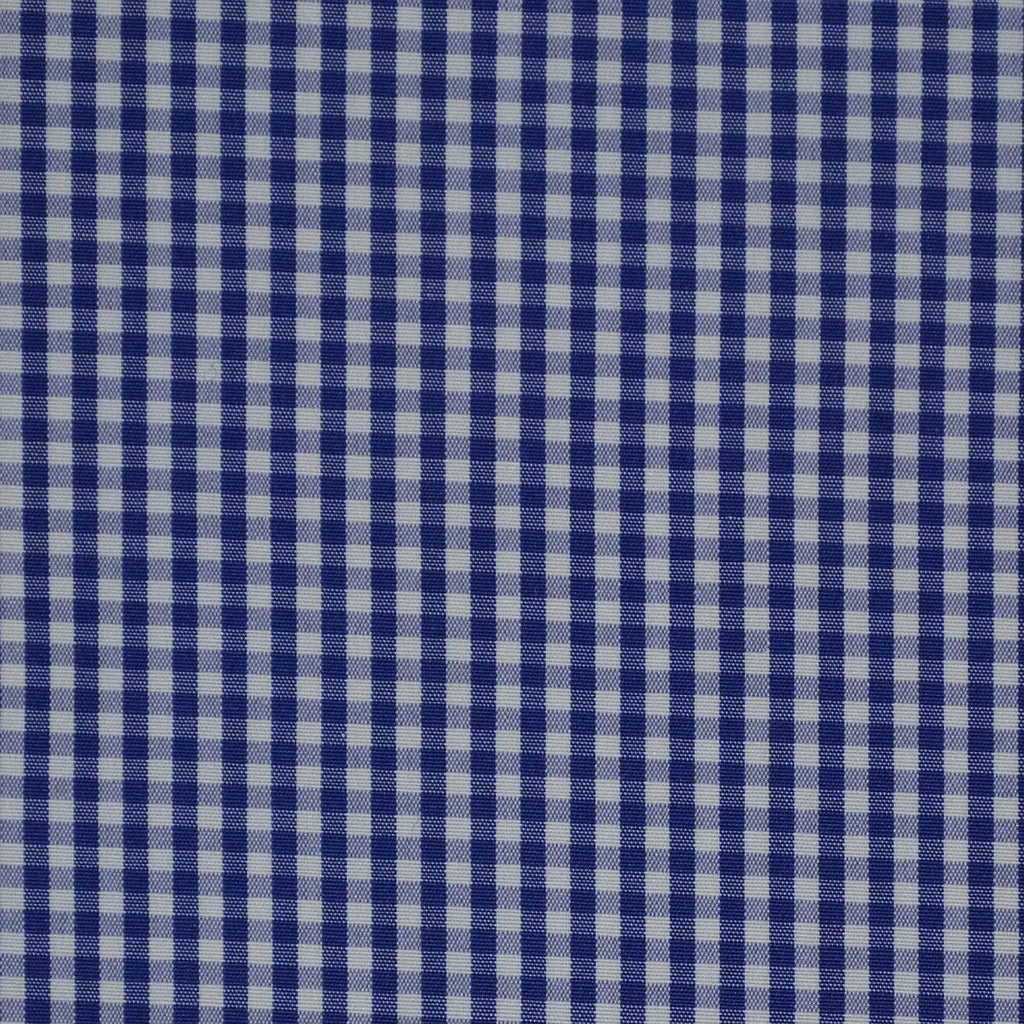 Blue & White Gingham Check Cotton Shirting