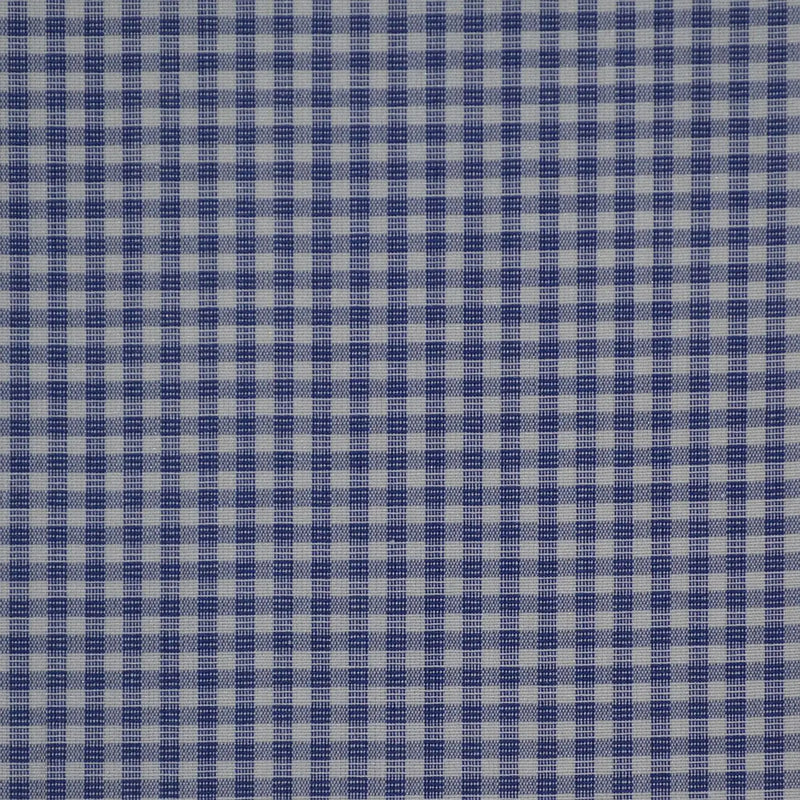 Blue & White Check Cotton Shirting