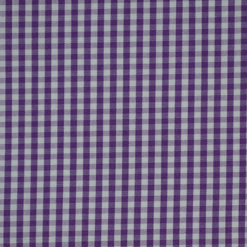 Purple & White Gingham Check Cotton Shirting