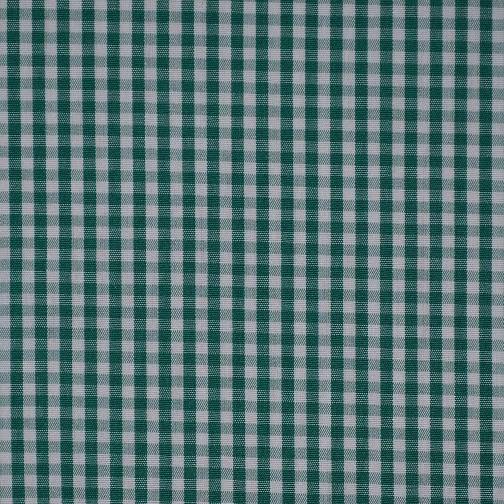 Green & White Gingham Check Cotton Shirting