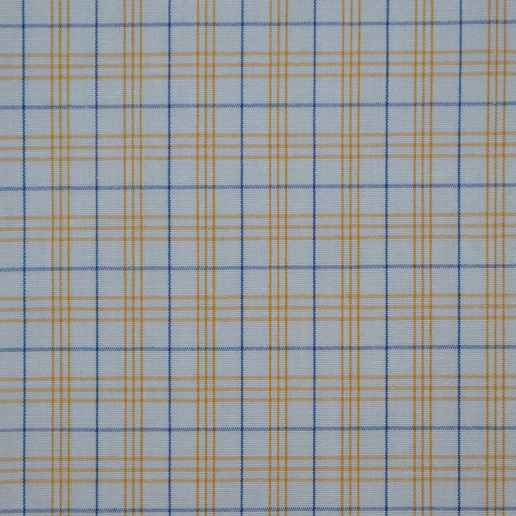 White with Yellow & Blue Check Cotton Shirting