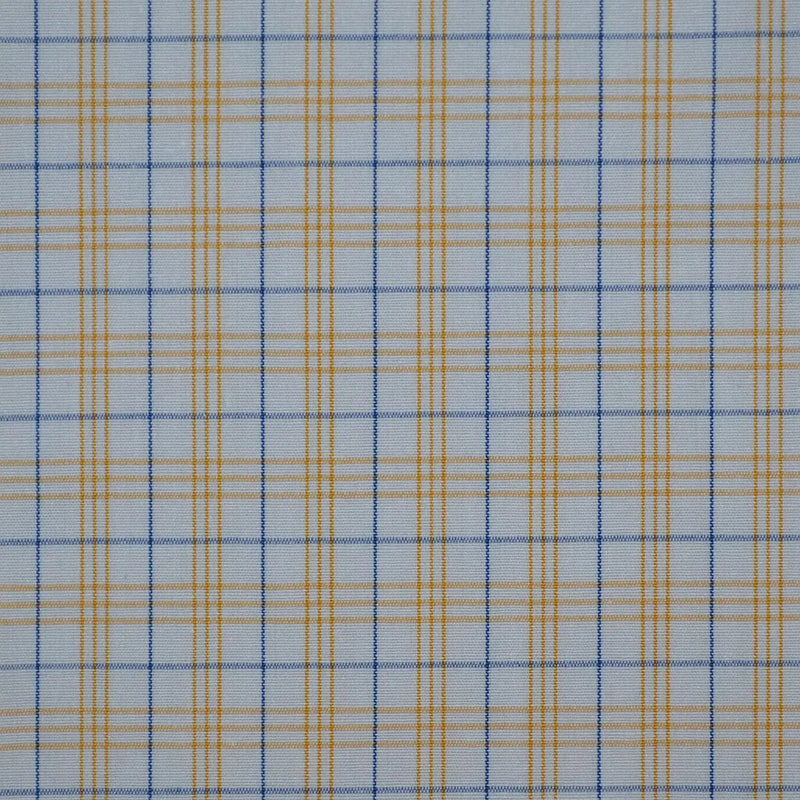 White with Yellow & Blue Check Cotton Shirting