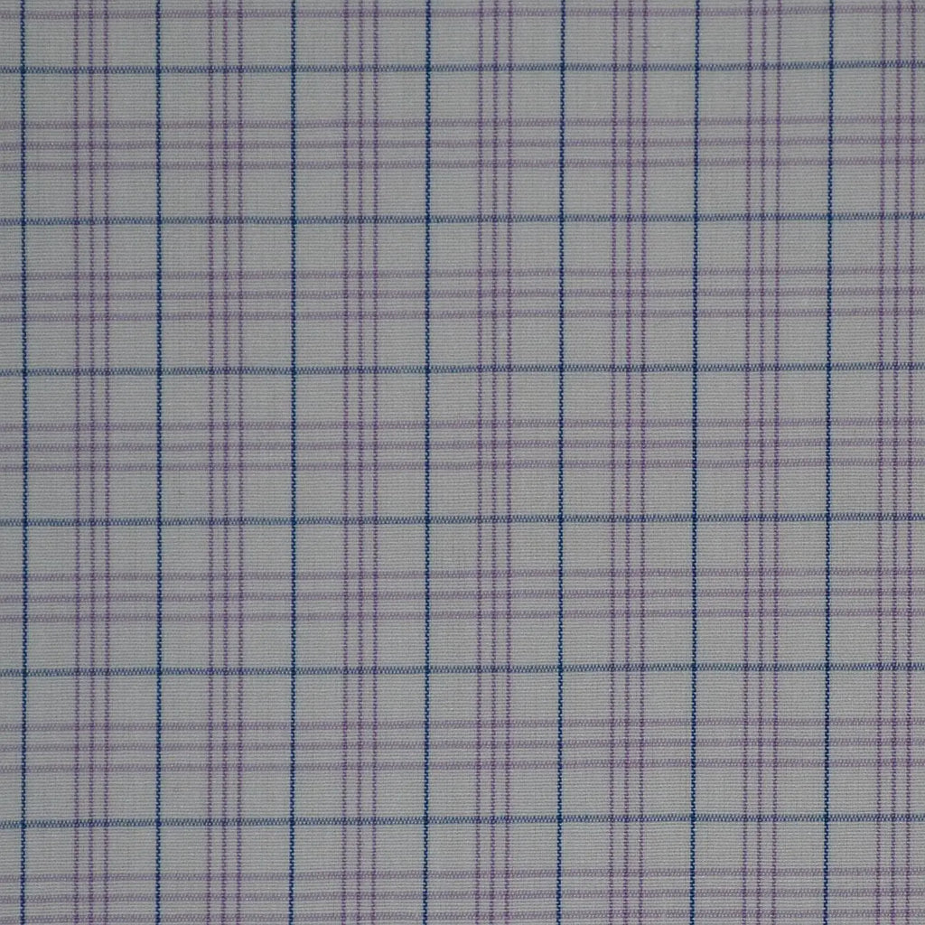 White with Lilac & Blue Check Cotton Shirting